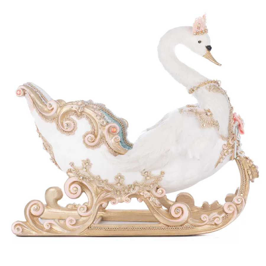 Joyeux Noel Swan Sleigh decor for holiday décor and seasonal displays.