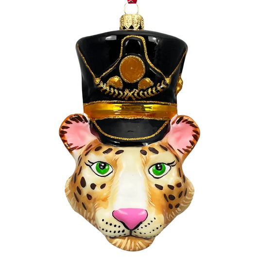 Leopard Nutcracker Head Ornament glass ornaments for holiday décor and seasonal displays.