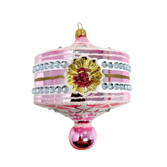 Pink Harlequin Reflector Ornament glass ornaments for holiday décor and seasonal displays.