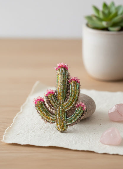 Blooming Desert Cactus Brooch Pin