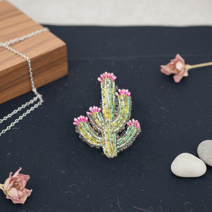 Blooming Desert Cactus Brooch Pin