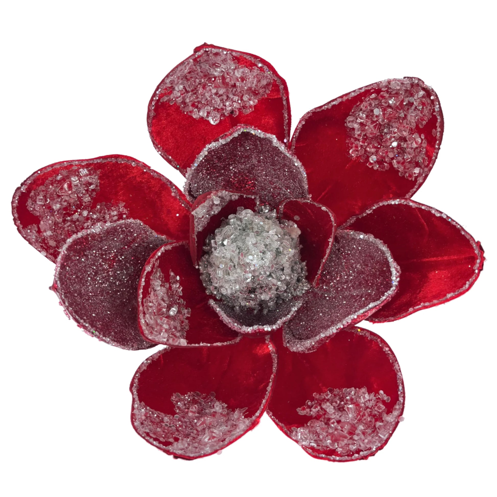 Red Icy Magnolia Stem 20 Set of 6 stem for holiday décor and seasonal displays.