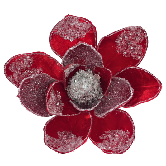 Red Icy Magnolia Stem 20 Set of 6 stem for holiday décor and seasonal displays.