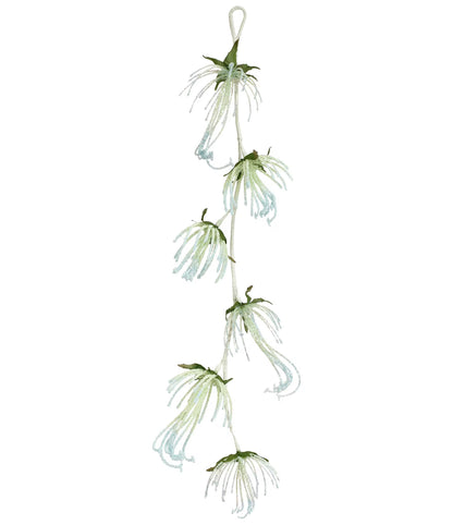 Decorative string of flowers on a white background