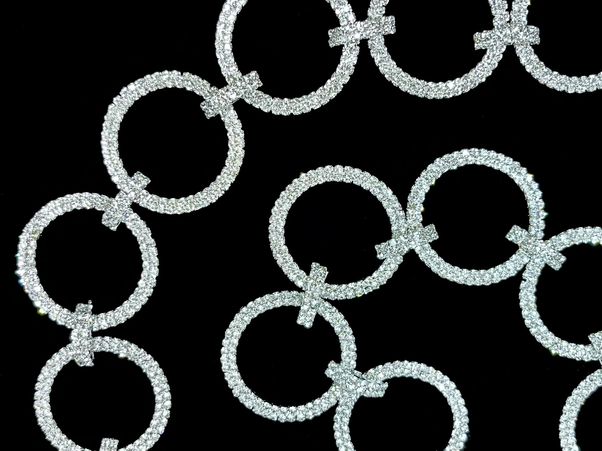 Crystal Rings Christmas Garland -Silver Finish garland for holiday décor and seasonal displays.