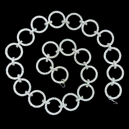 Crystal Rings Christmas Garland -Silver Finish
