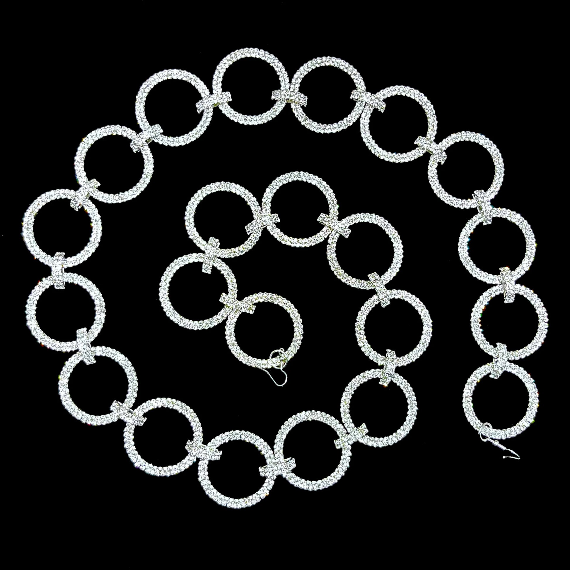Crystal Rings Christmas Garland -Silver Finish garland for holiday décor and seasonal displays.