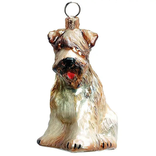 Soft Coated Wheaten Terrier glass ornaments for holiday décor and seasonal displays.