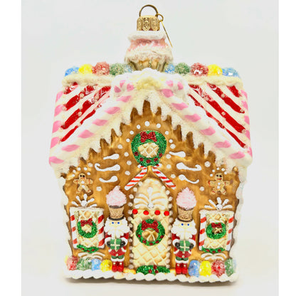 Sweet Savannah Gingerbread House Ornament glass ornaments for holiday décor and seasonal displays.
