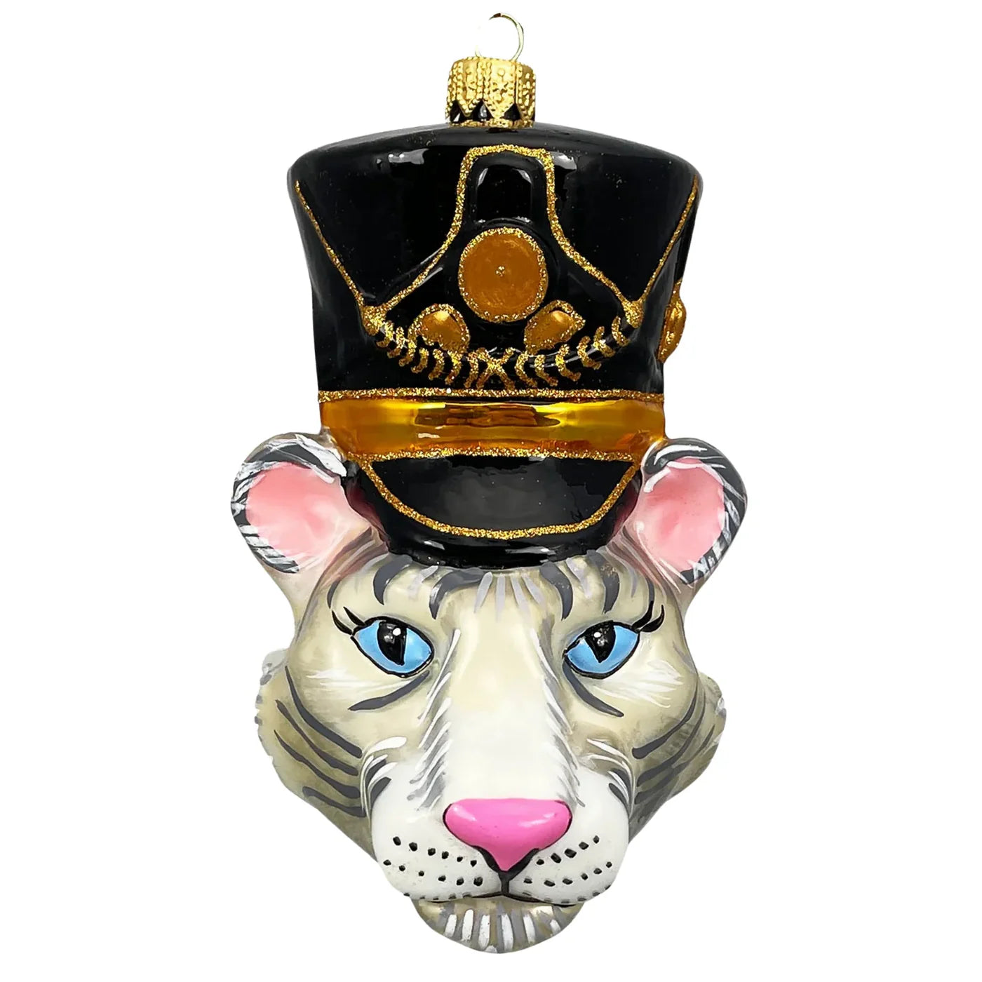 Tiger Nutcracker Head Ornament glass ornaments for holiday décor and seasonal displays.