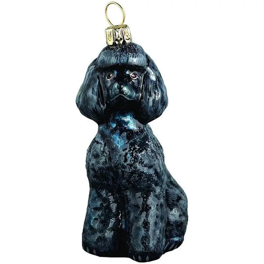 Toy Poodle Black glass ornaments for holiday décor and seasonal displays.