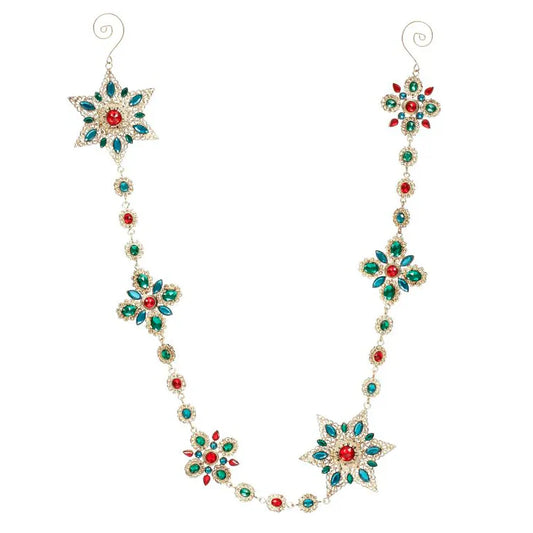 Vintage Jeweled Snowflake Garland Set of 3 garland for holiday décor and seasonal displays.