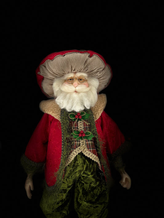 Woodland Mushroom Santa doll for holiday décor and seasonal displays.
