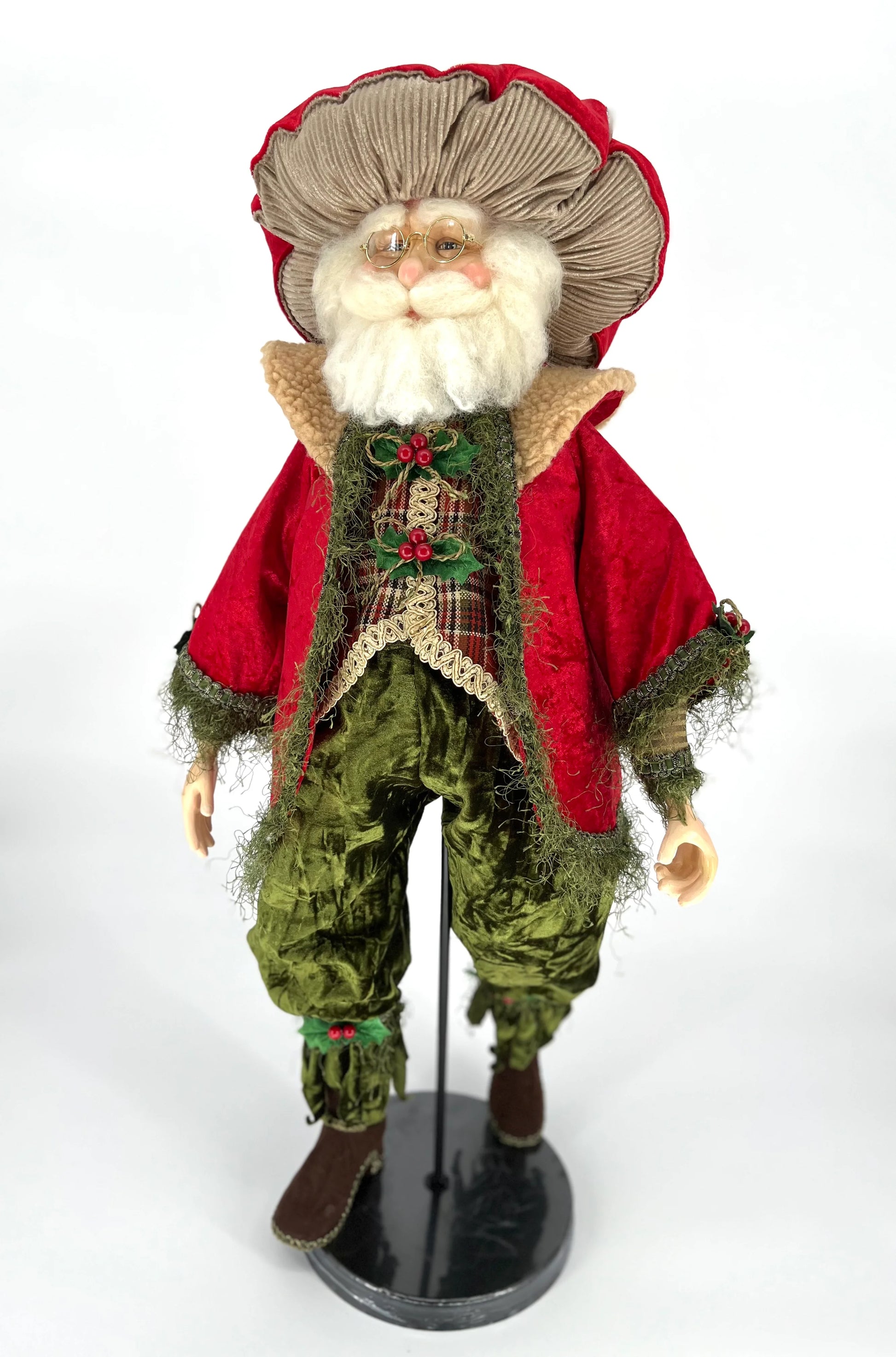 Woodland Mushroom Santa doll for holiday décor and seasonal displays.