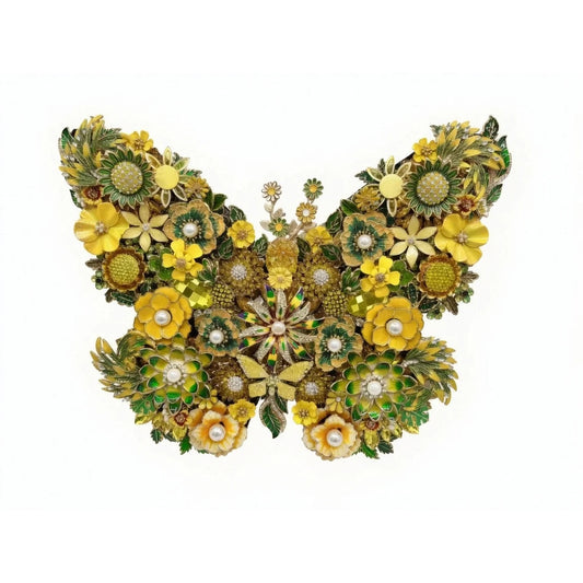 Sunshine Flight Jeweled Yellow Butterfly Sculpture