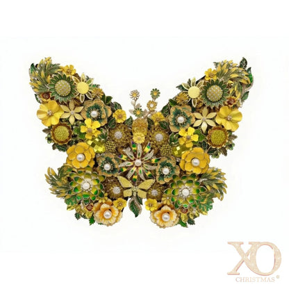 Sunshine Flight Jeweled Yellow Butterfly Sculpture