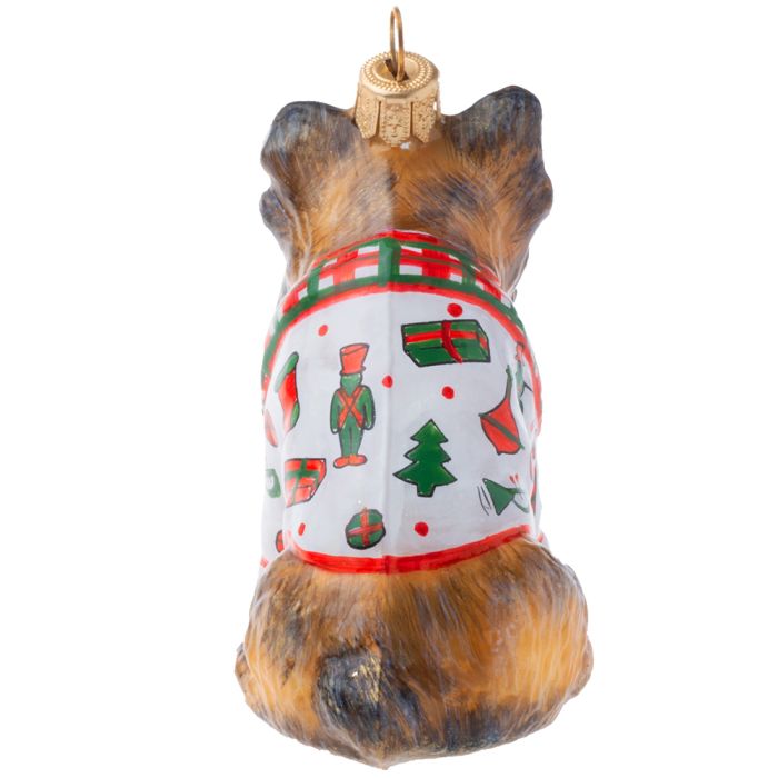 Yorkshire Terrier in Tartan Plaid Christmas Pajamas
